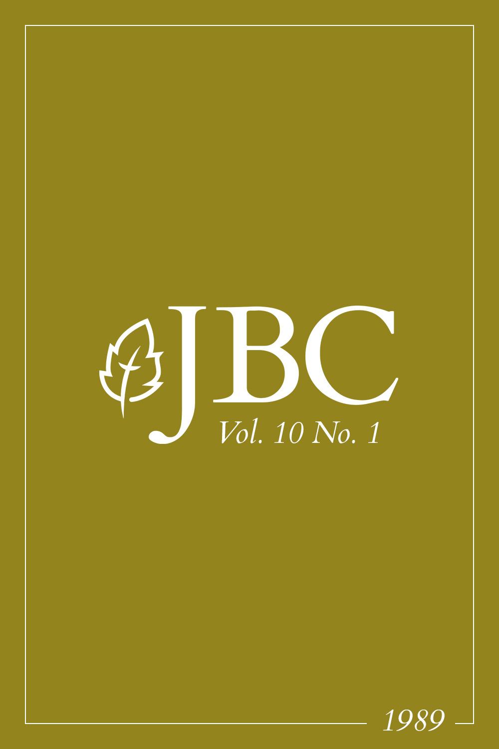 JBC Volume 10:1 (1989) PDF Featured Image