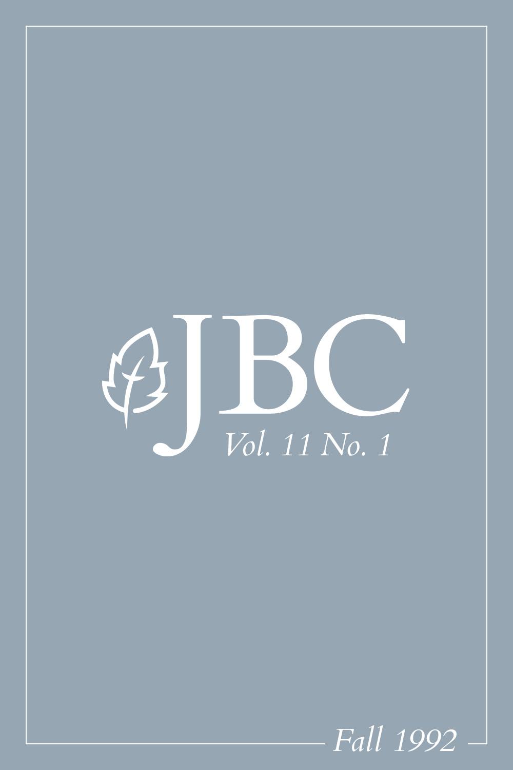 JBC Volume 11:1 (Fall 1992) PDF Featured Image