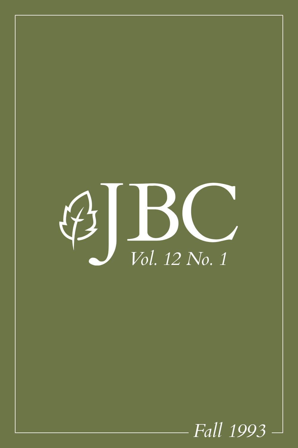 JBC Volume 12:1 (Fall 1993) PDF Featured Image