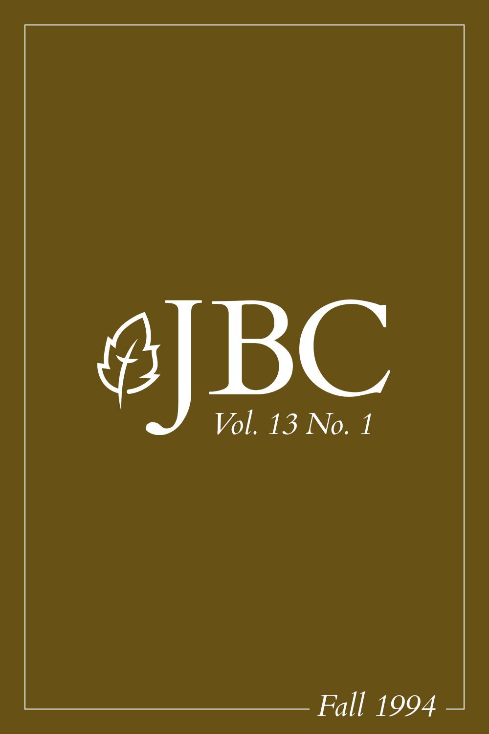 JBC Volume 13:1 (Fall 1994) PDF Featured Image