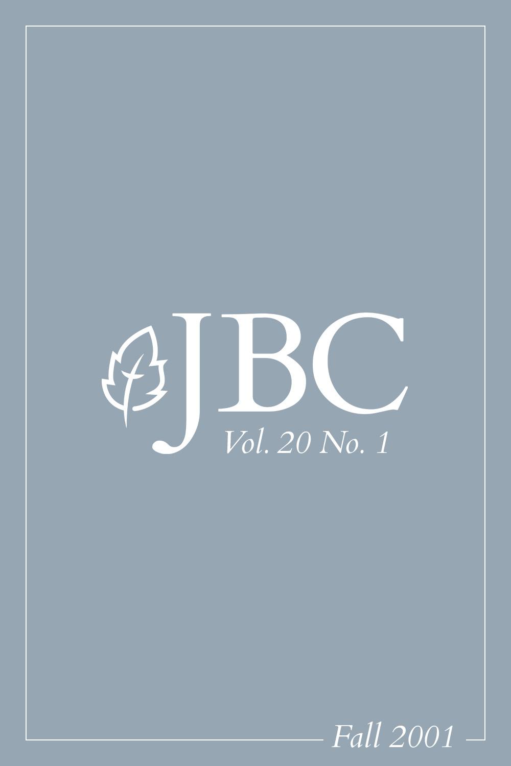 JBC Volume 20:1 (Fall 2001) PDF Featured Image