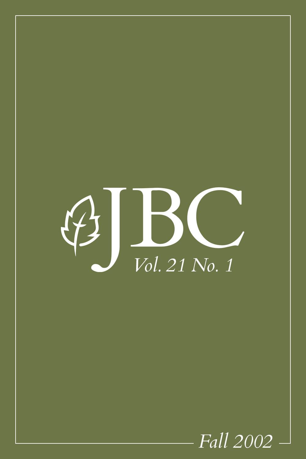 JBC Volume 21:1 (Fall 2002) PDF Featured Image