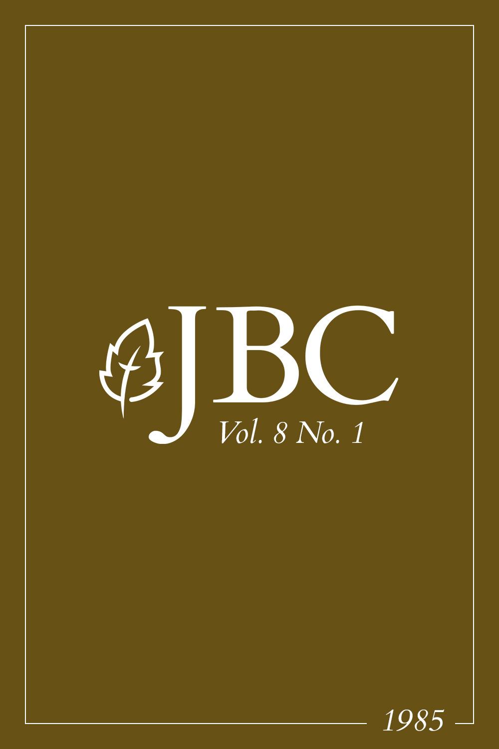 Featured image for JBC Volume 8:1 (1985) PDF