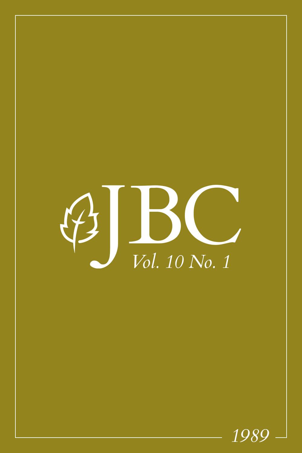 Featured image for JBC Volume 10:1 (1989) PDF