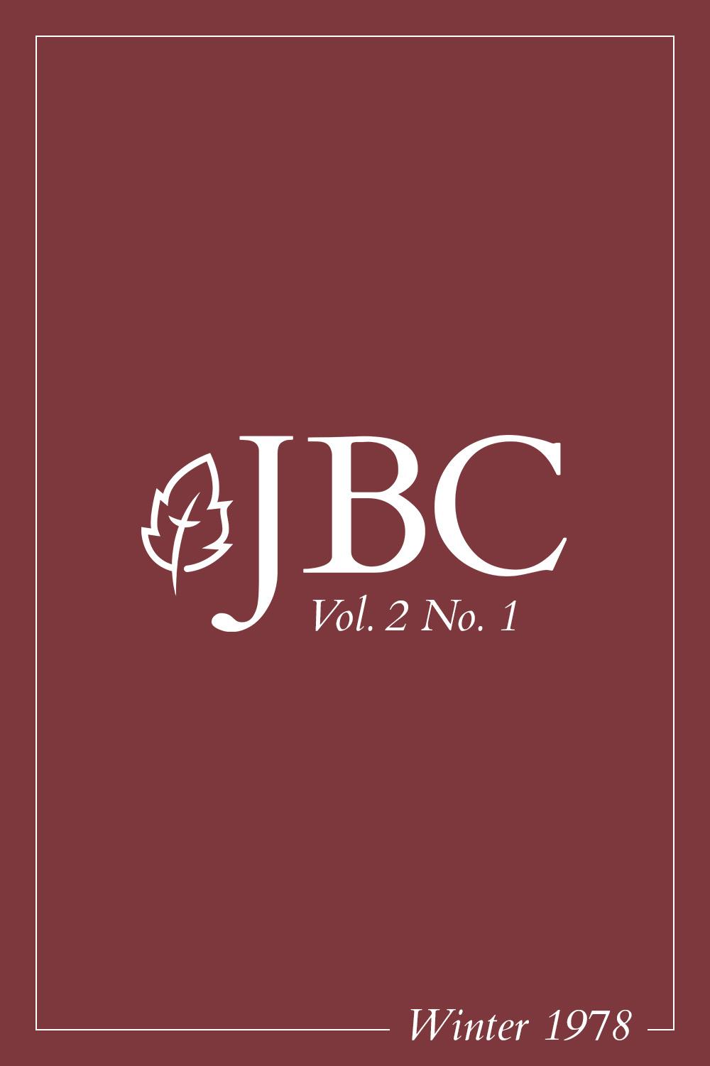Featured image for JBC Volume 2:1 (Winter 1978) PDF