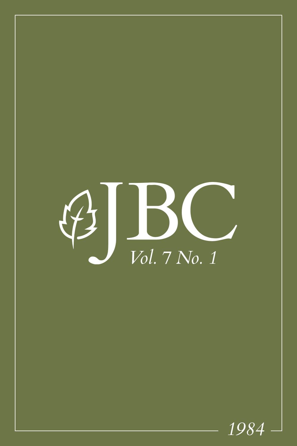 Featured image for JBC Volume 7:1 (1984) PDF
