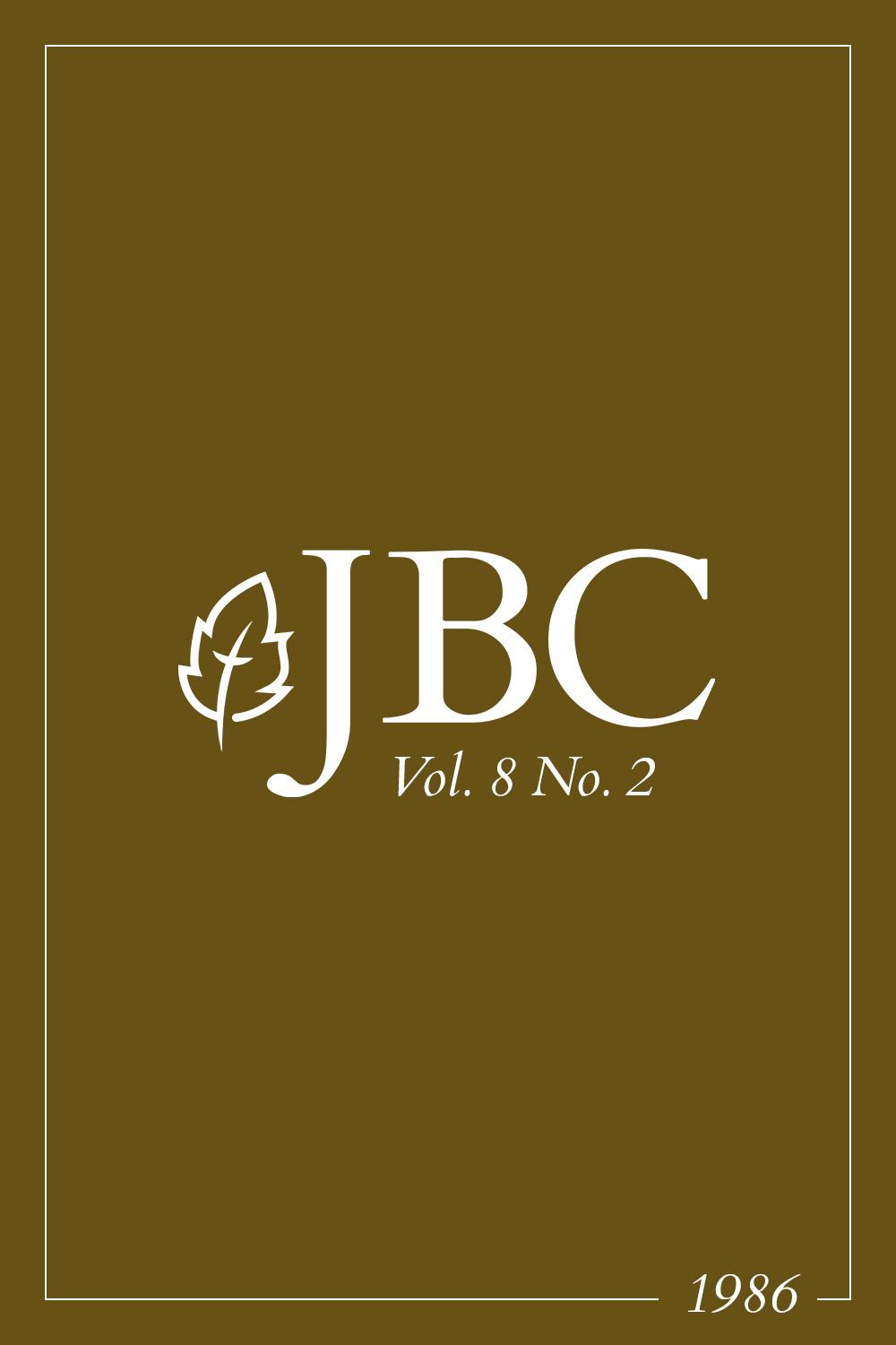 Featured image for JBC Volume 8:2 (1986) PDF