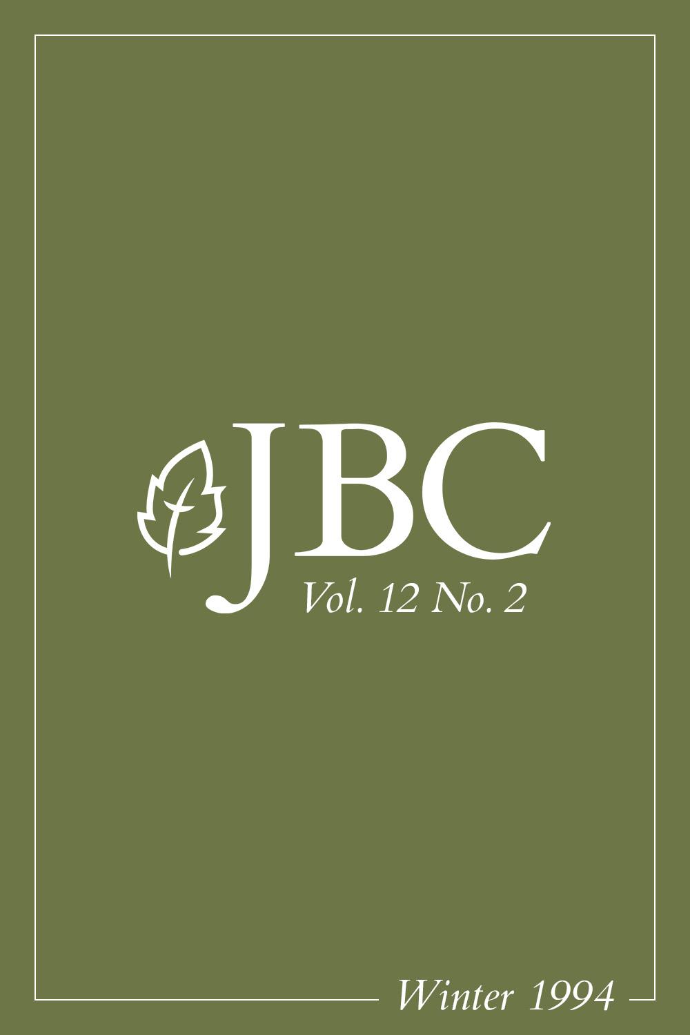 Featured image for JBC Volume 12:2 (Winter 1994) PDF