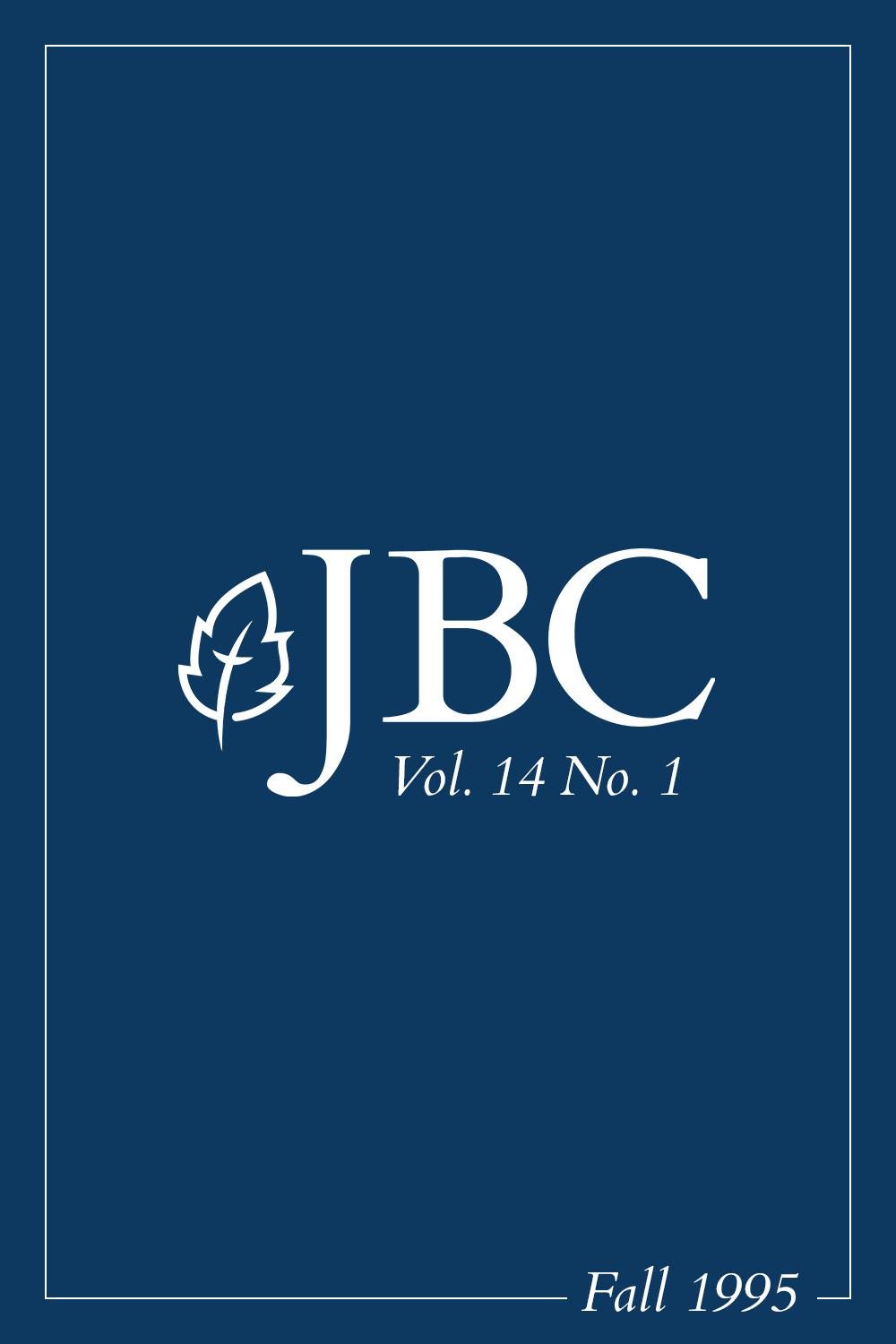Featured image for JBC Volume 14:1 (Fall 1995) PDF
