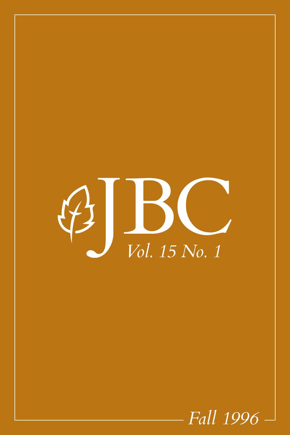 Featured image for JBC Volume 15:1 (Fall 1996) PDF