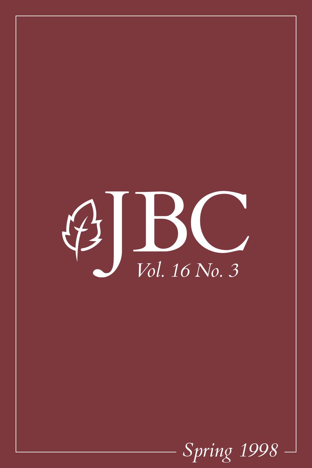 Featured image for JBC Volume 16:3 (Spring 1998) PDF
