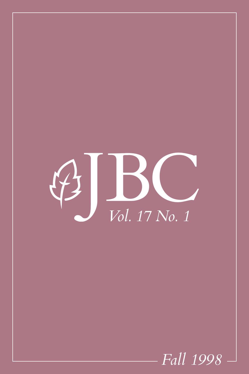 Featured image for JBC Volume 17:1 (Fall 1998) PDF