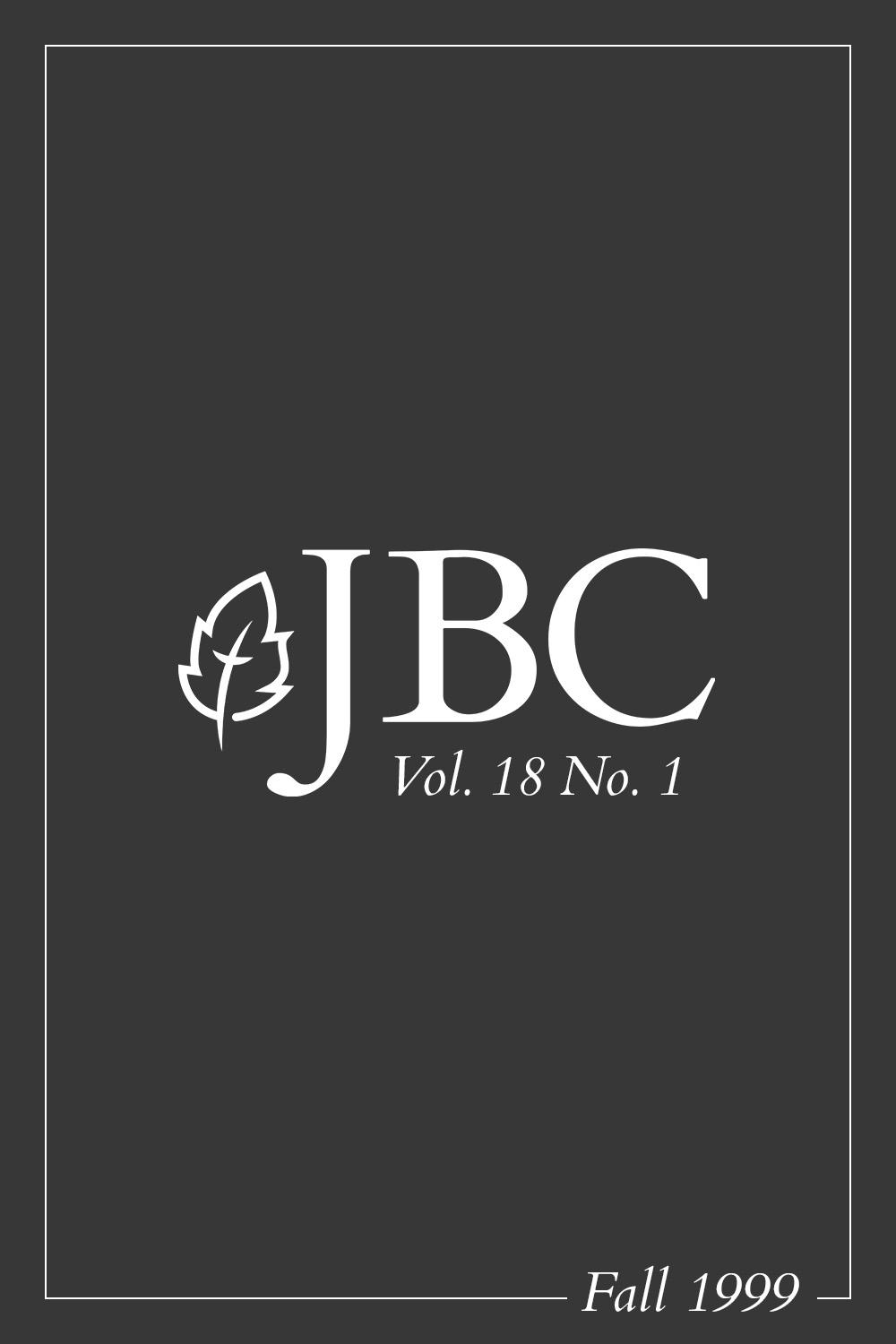 Featured image for JBC Volume 18:1 (Fall 1999) PDF