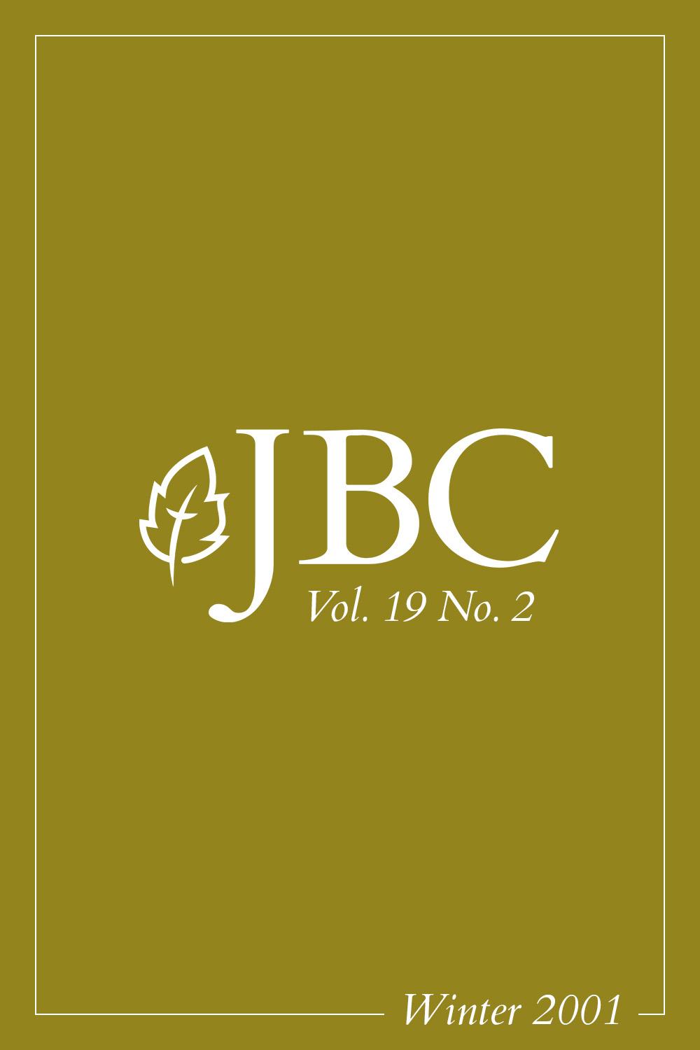 Featured image for JBC Volume 19:2 (Winter 2001) PDF
