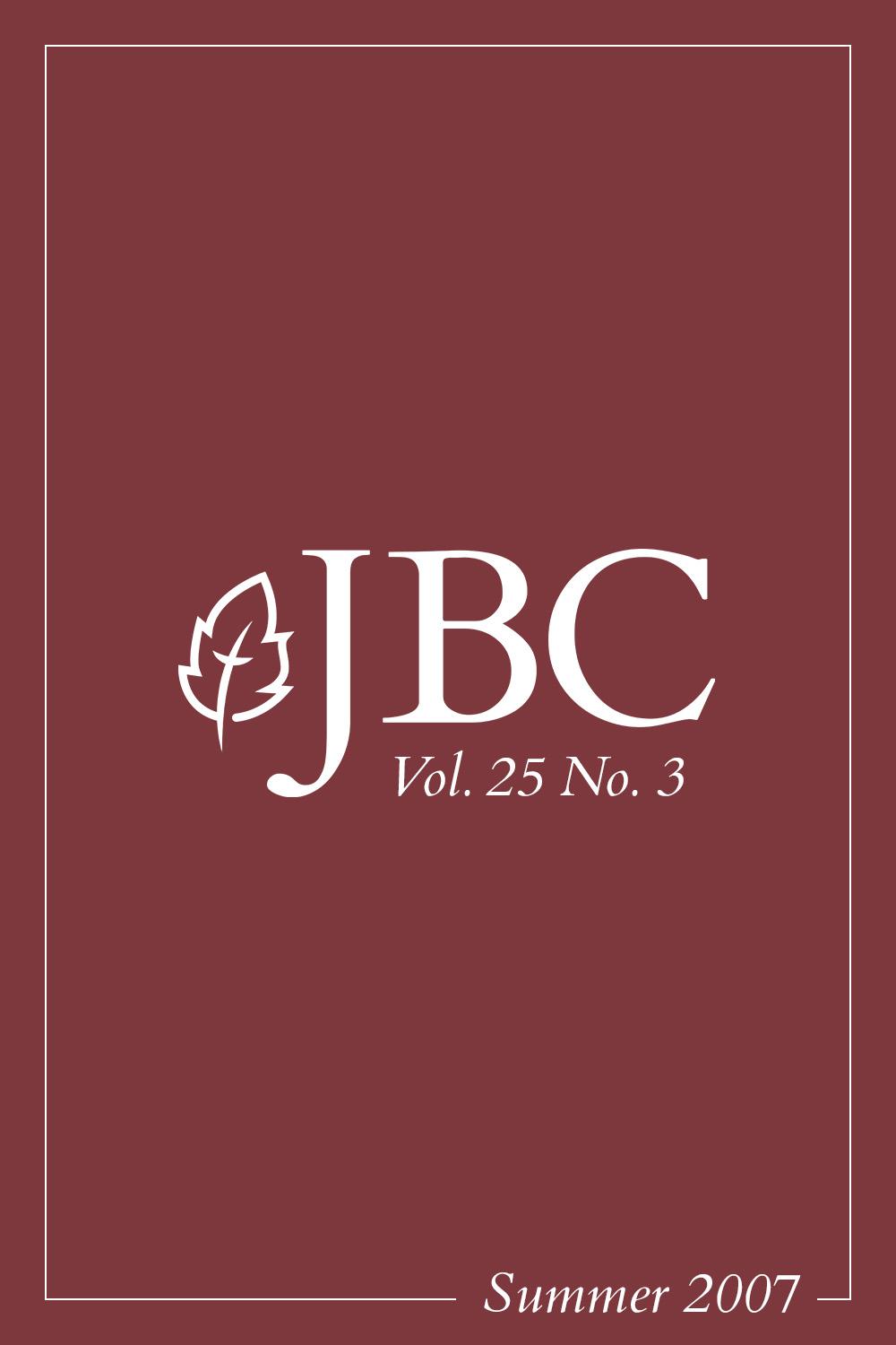 Featured image for JBC Volume 25:3 (Summer 2007) PDF