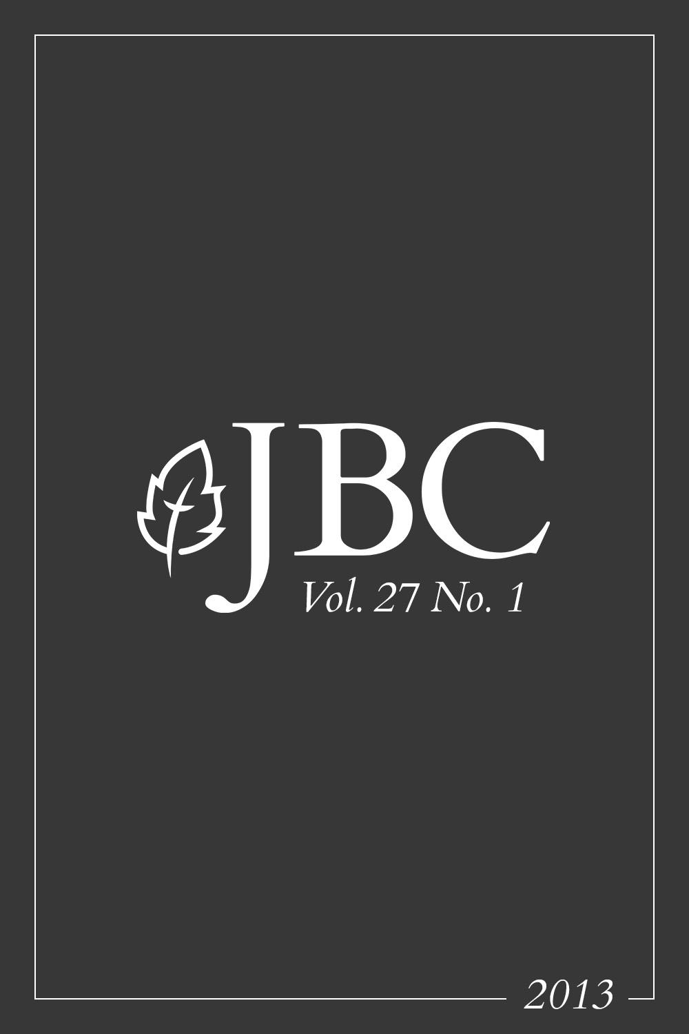 Featured image for JBC Volume 27:1 (2013) PDF