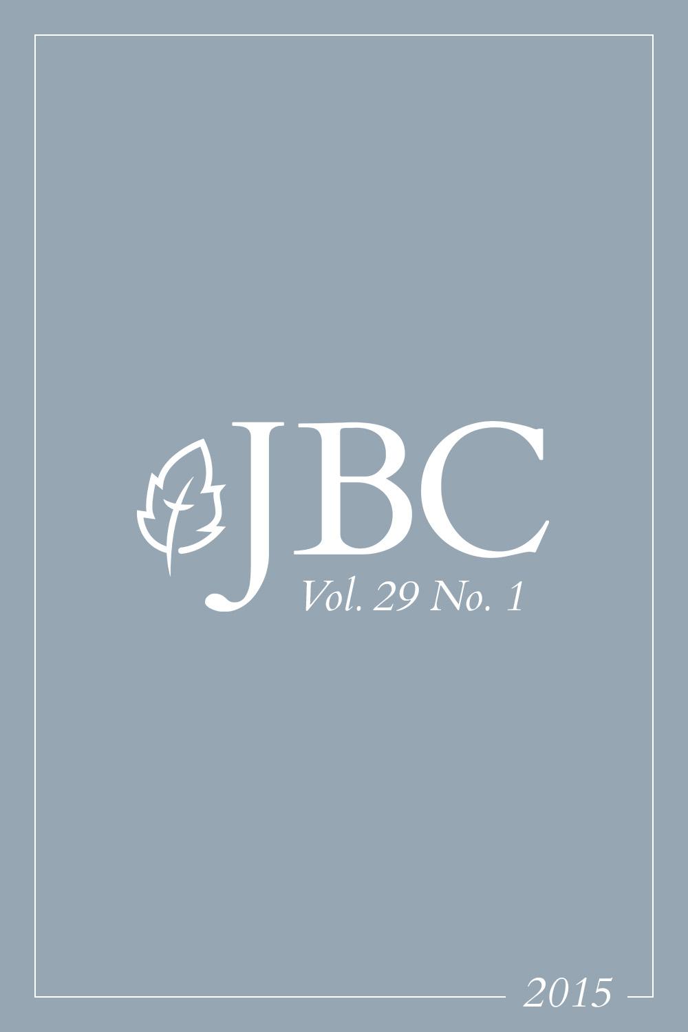 Featured image for JBC Volume 29:1 (2015) PDF