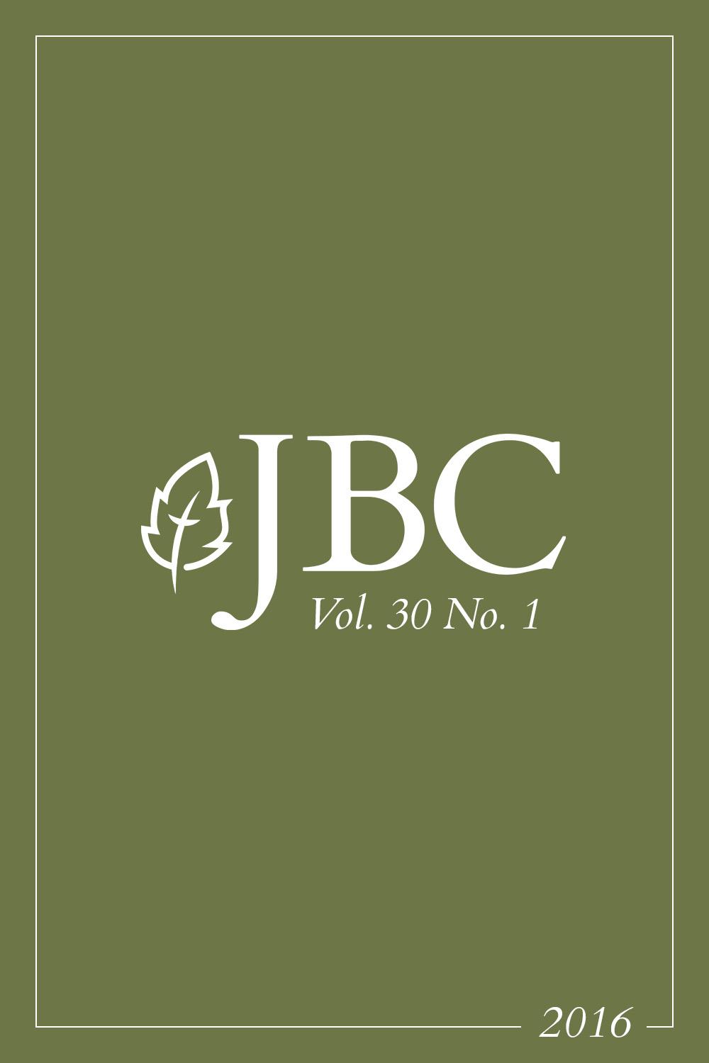 Featured image for JBC Volume 30:1 (2016) PDF